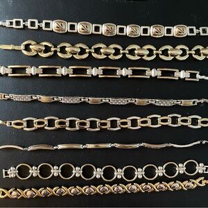 Lot of 8 Gold and Silver Tone Bracelets